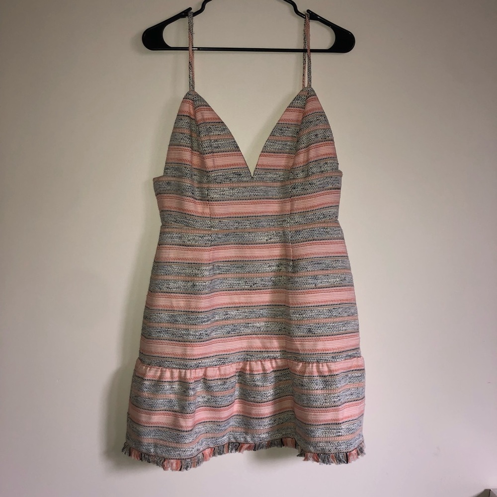 LOVERS + FRIENDS PEPLUM STRIPPED FRINGE DRESS SIZE SMALL